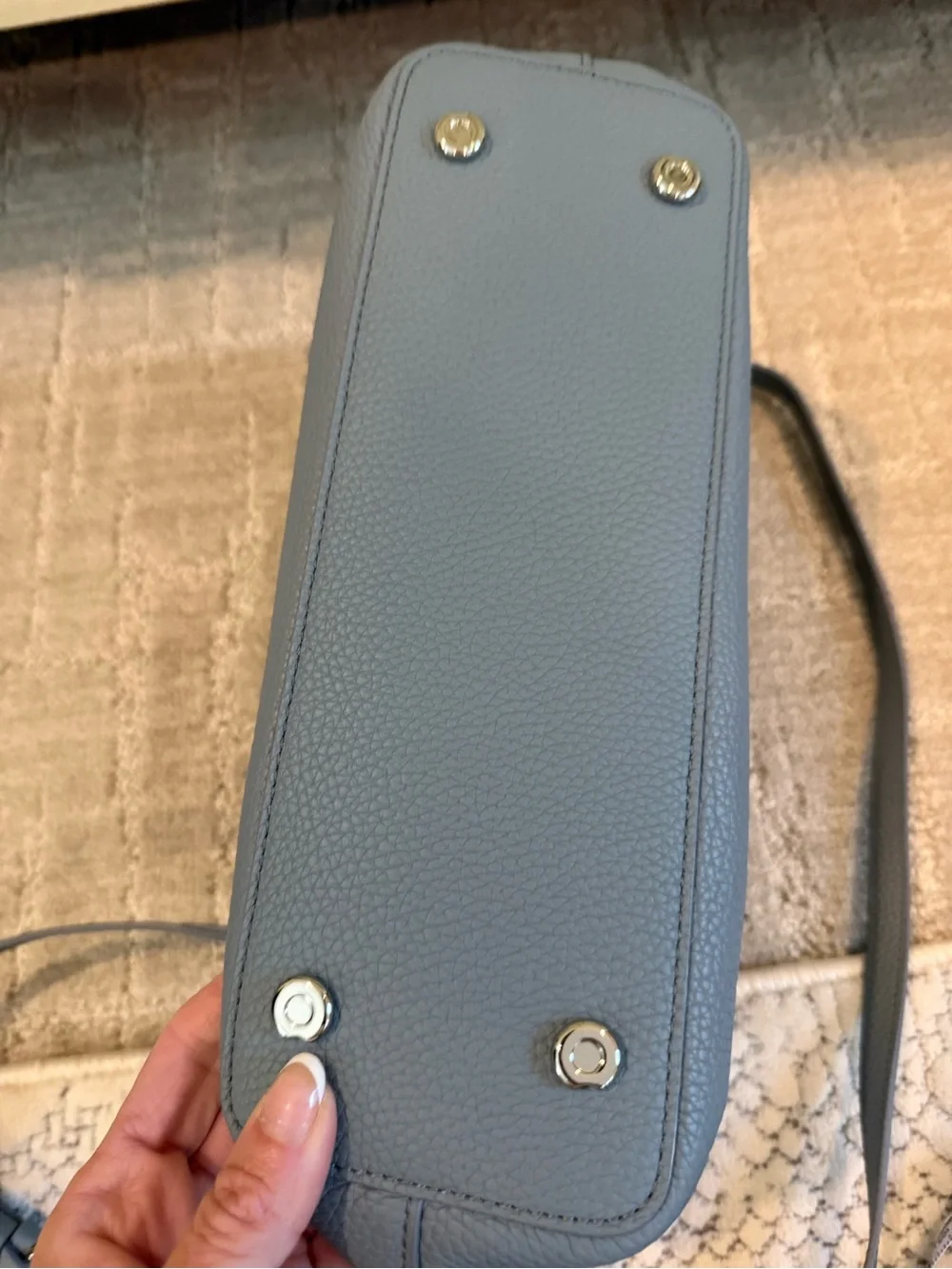 Elegant Blue Leather Top-Handle Satchel